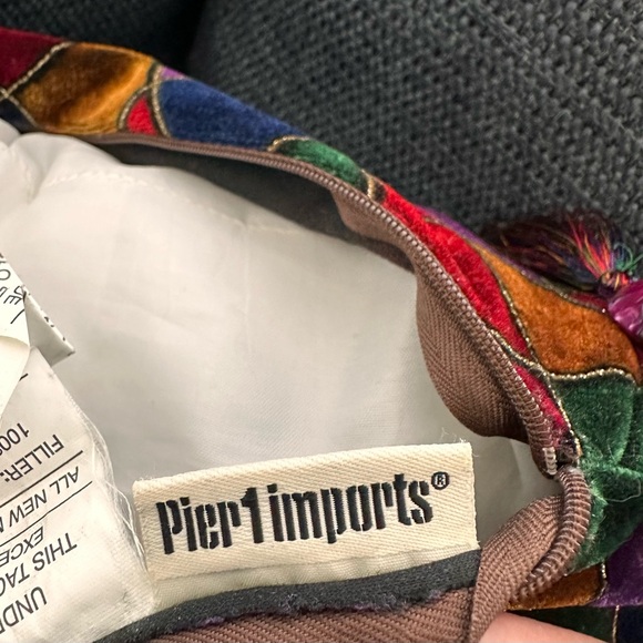 Pier 1 Imports Velvet Pillow Diamond Stitched Jewel Tones Tassels 20" - Picture 7 of 7